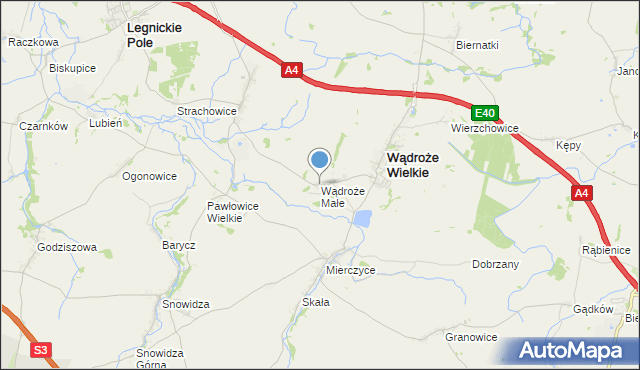 mapa Wądroże Małe, Wądroże Małe na mapie Targeo